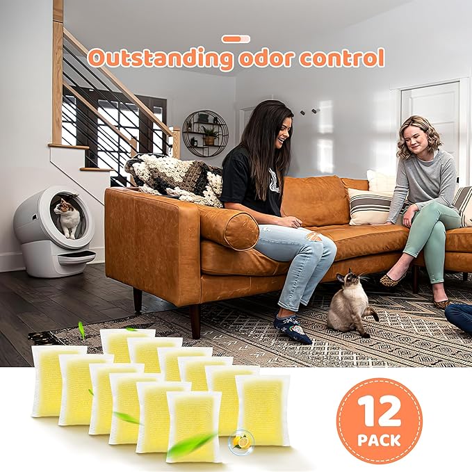 12 Packs Cat Litter Deodorizer Compatible with Whisker OdorTrap Pod, Odor Remover Refills for Litter-Robot 4 Filter Pocket and Litter-Robot 3 Waste Drawer