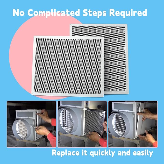 2Pcs 5443 Washable Dehumidifier Filter Compatible with Whole-House Dehumidifiers Models 1830 1850 1852 and Ventilation 8191 8192, MERV 8 10x12x1 Replacement Parts