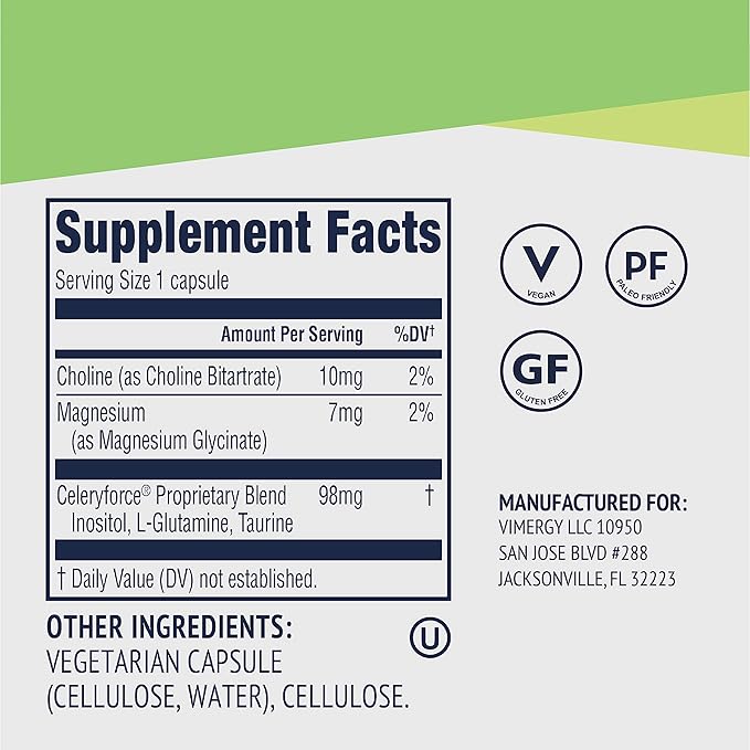 Vimergy Celeryforce – Nutrients and Amino Acids – Supports Your Wellness Routine* – Kosher, Vegan & Gluten-Free – 60 Capsules