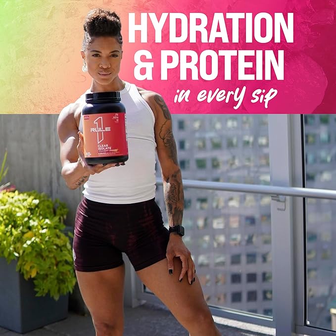 Rule 1 Clear Whey Isolate - 20g All-whey Isolate Protein, Over 9g EAAs, 300mg of Electrolyte Minerals, 90 Calories, Light, Crisp, and Refreshing Taste (27 Servings, Cherry Limeade)