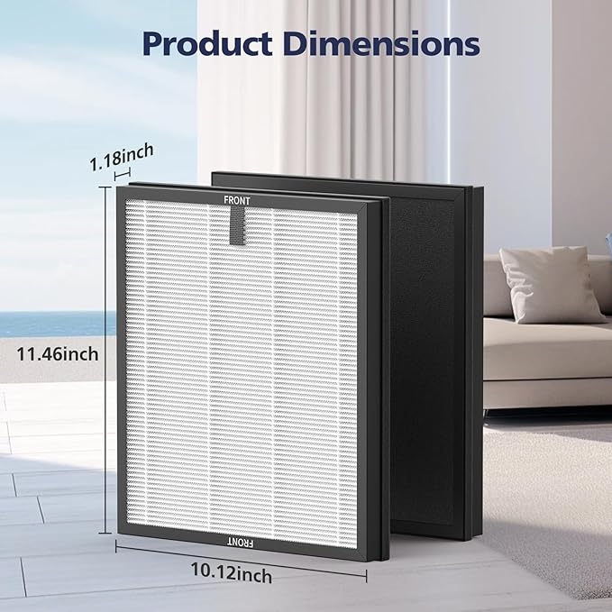 4-Pack HAP603 Replacement Filter Compatible With ECOSELF HAP603 & HAP603WF Air Purifier, 3-IN-1 Hepa Filter with Activated Carbon for Home Office, # RFHAP603, White