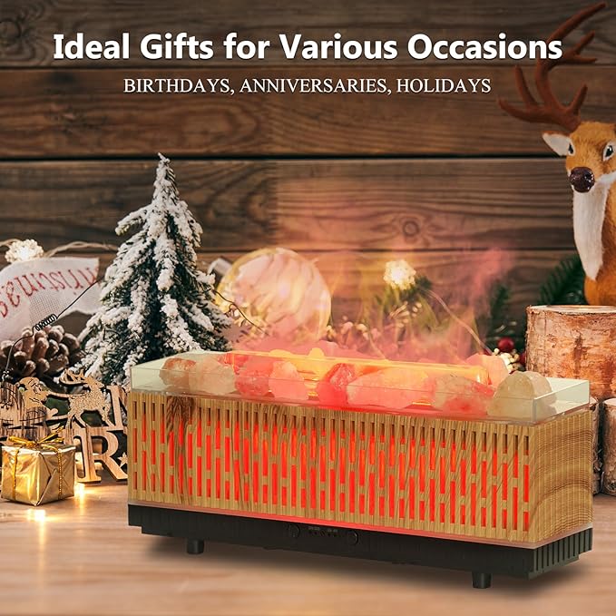 Essential Oil Diffuser for Home 200ML, Himalayan Salt Lamp Diffuser Aromatherapy Diffuser with Ultrasonic Humidifier 7 LED Colors 2 Timing Modes Auto Off Diffuser for Spa,Yoga,Office