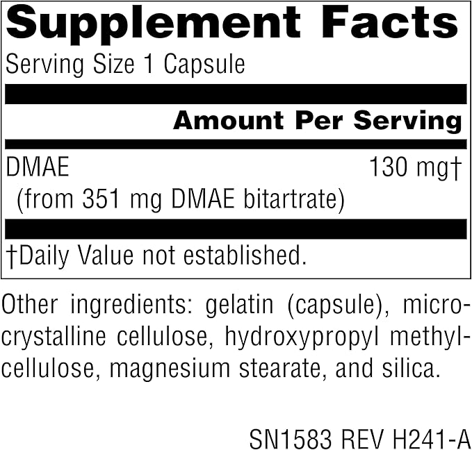 Source Naturals DMAE, Dimethylaminoethanol Bitartrate - Supports Mental Concentration - 200 Capsules