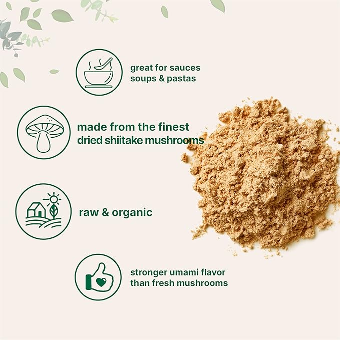 Micro Ingredients Organic Shiitake Mushroom Powder, 8 oz | Culinary Superfood | Supports Gut & Immune Health | Great for Cooking, Soups & Sauces | Non-GMO, Vegan Friendly