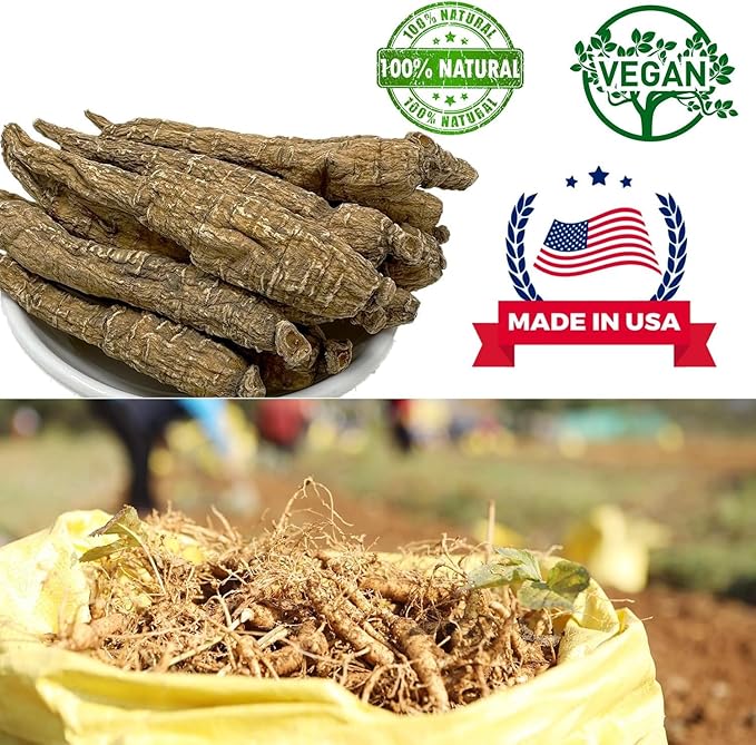 Wisconsin American Ginseng, 8OZ American Wisconsin Ginsengss Slices Root 西洋参/花旗参 Energy for Men & Women Ginseng in Soup, Tea Smoothies 4 Ounce Box of 2 Large Long-Branch