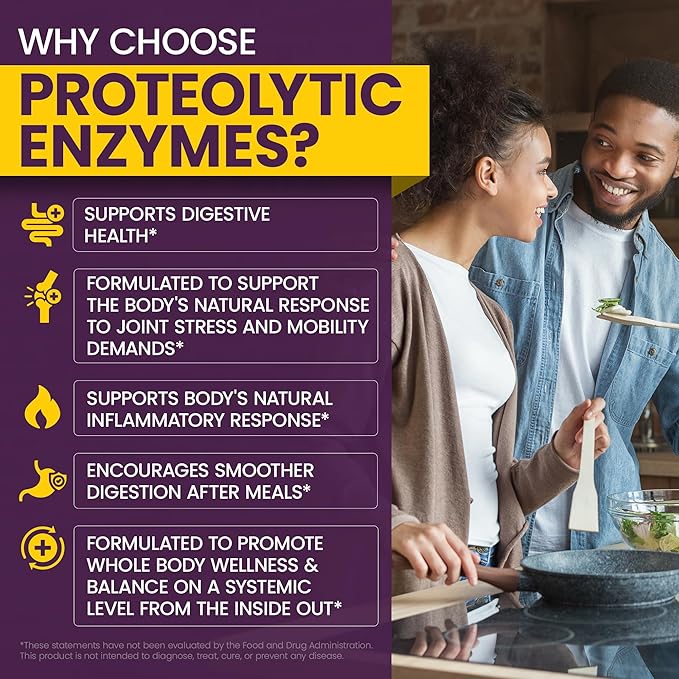 WellnessOne ProOneZyme Digestive Enzymes Supplements - Systemic Proteolytic Enzymes for Digestion, Gut Health, Gas Relief & Bloating - Contains Bromelain, Nattokinase, Protease & More - 90 Capsules