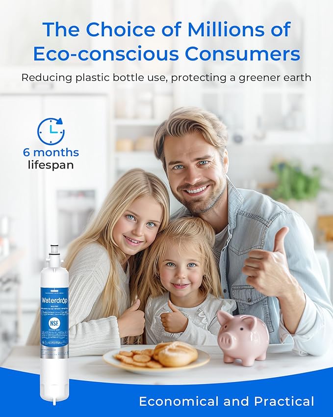 Waterdrop WD-F19C Replacement for GE® RPWFE®, RPWF (with CHIP) Refrigerator Water Filter, Compatible with GFE28GBLTS, GFE28GGKBB, GFE28GSKSS, PFE28KSKSS, PFE28KMKES, 2 Filters Package May Vary