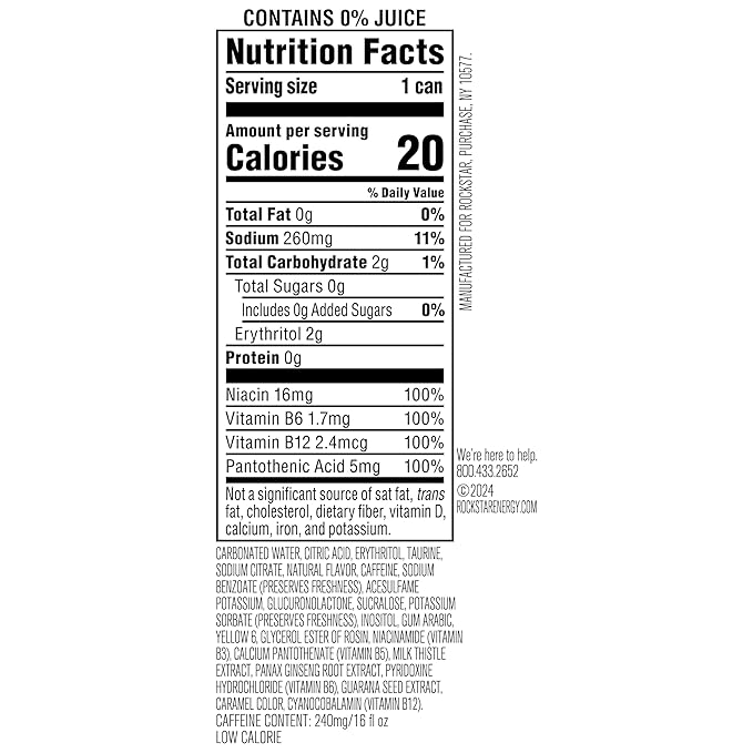 Rockstar Pure Zero Energy Drink, Orange, 0 Sugar, with Caffeine and Taurine, 16oz Cans (12 Pack) (Packaging May Vary)