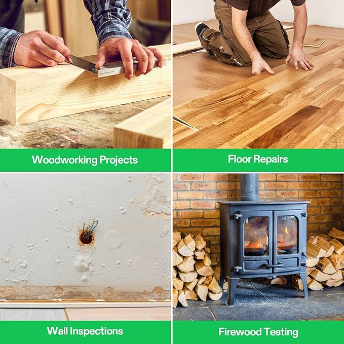 VIVOSUN Wood Moisture Meter, 3-In-1 Pin-Type Digital Moisture Tester, Ambient Temp & Humidity Tester, 7 Modes, Color Backlit Screen, for Wood, Walls, Bricks, Dried Flowers