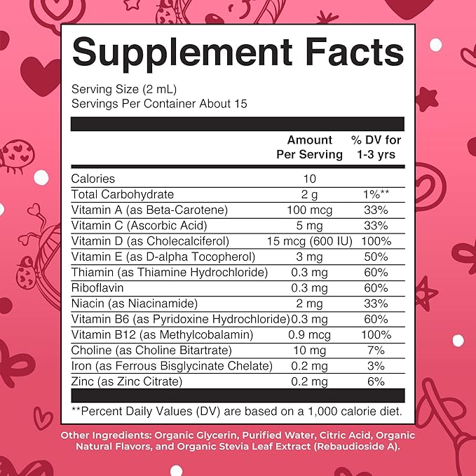 MaryRuth Organics CoComelon Toddler Kids Multivitamin with Iron | Immune Support | Toddler Vitamins | USDA Organic | Sugar Free | Multivitamin Liquid Drops for Kids Ages 1-3 | Vegan | 1 Fl Oz
