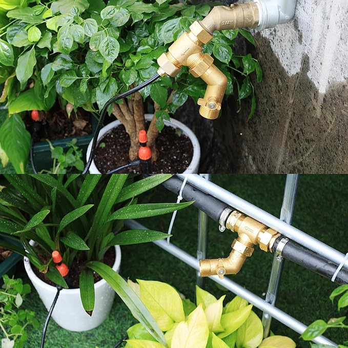 Garden Hose Filter Attachment with 100 Mesh and 40 Mesh Stainless Steel Screen,Brass Filter Pressure Washer Inlet for RV Camping Car Wash Rainwater Filtration (with Valve)