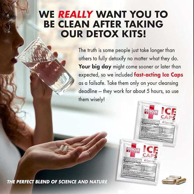Rescue Detox 5 Day Permanent Detox Kit - 72ct Capsules | Comprehensive Full Body Cleanse with Bonus Instant ICE Caps