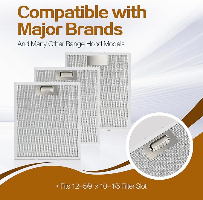 3-Pack Universal 12-5/9" x 10-1/5" Range Hood Aluminum Filter Mesh Screen Replacement for Most Kitchen Ventilation Systems