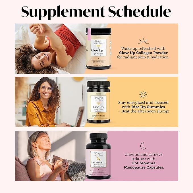 Winged Wellness Hot Momma Menopause Supplements for Women - Hormone-Free Menopause Relief Support for Hot Flashes & Night Sweats with Chaste Tree Berry, Multivitamins & More - 60 Vegan Capsules