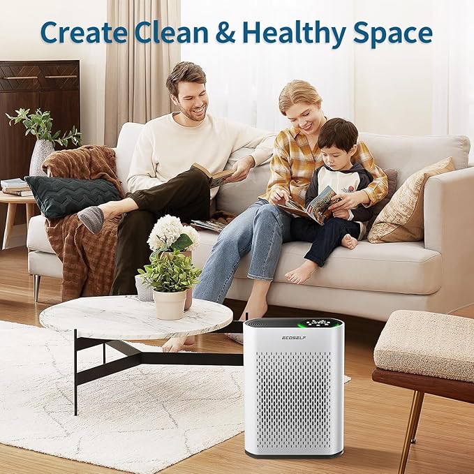 Powerful Air Purifiers for Home Air Purifier Up to 2400 Ft² with Smart WiFi Air Quality Monitor Sleep Mode, Air Purifier for Bedroom Large Room Office Living Room HAP602WF