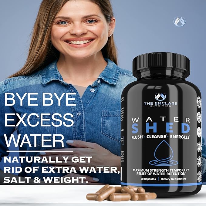 THE ENCLARE NUTRITION|Water Pills Diuretic for Water Retention, Detox, Liver, Kidney, Weight, Swelling/Bloating Relief. Green Tea, Cranberry, Apple Cider Vinegar, Dandelion, Vitamin B6, Chloride (3)