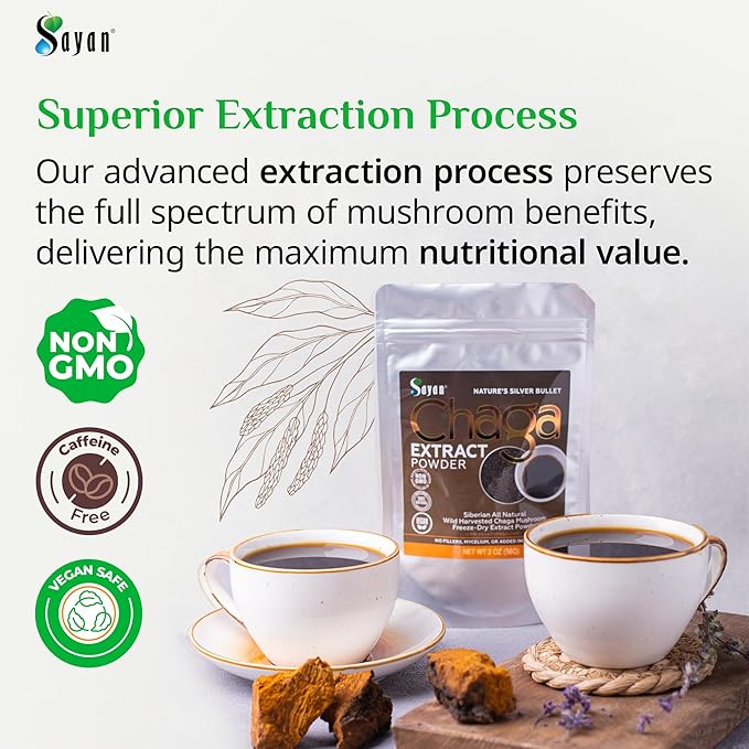 Sayan Chaga Mushroom Extract Powder, 2oz (Package May Vary)