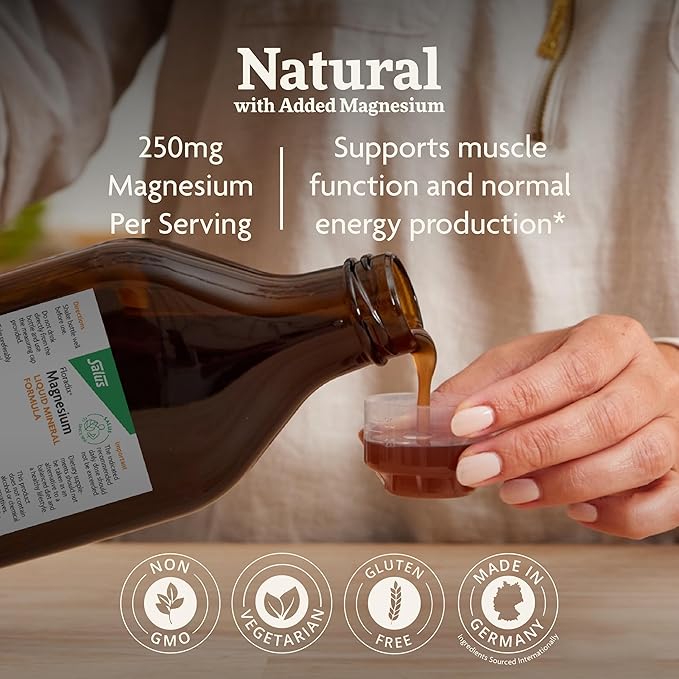 Floradix Magnesium - Liquid Herbal & Mineral Supplement for Bone Support, Digestive Health* & More - Vegetarian, Non-GMO - 8.5 fl oz
