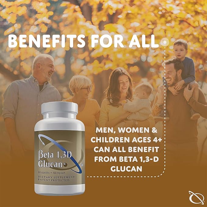 Immune Support Supplement Highly Purified Beta 1,3D Glucan 100 mg per Capsule (beta-glucan Fiber) (Pack of 3)