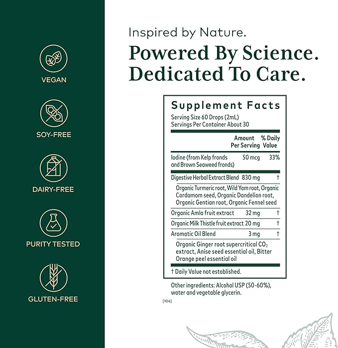 GAIA HERBS PRO Digestive Bitters with Turmeric - with Herbs Traditionally Used to Support Healthy Digestion* - Herbal Formula - Great for Travel - 2 Fl Oz (30 Servings)