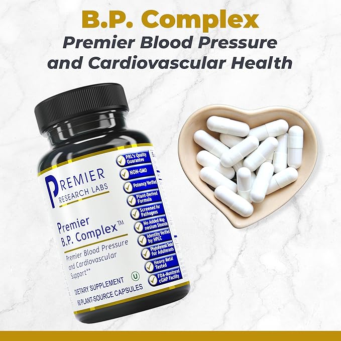 Premier Research Labs Premier BP Complex - Heart Health Supplements, BP Formula, Garlic Allicin Supplement, Natural Herbal BP Support Pills with Reishi & Cayenne Pepper - 60 Vegetarian Capsules