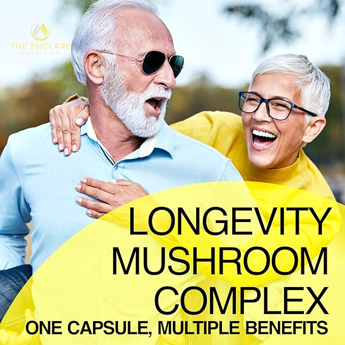 THE ENCLARE NUTRITION Mushroom Supplement 10in1 Complex Immune Support Lions Mane, Reishi, Turkey Tail, Cordyceps, Chaga, Maitake, Shiitake, Agaricus: Nootropic Brain, Energy Booster (1)