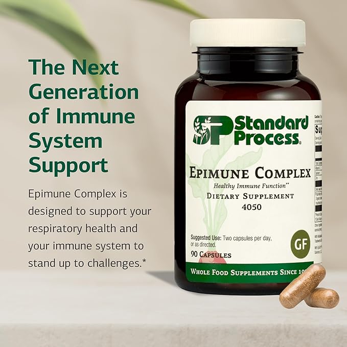 Standard Process Epimune Complex - Vegan Immune System Support - Respiratory & Immune Health Supplement with Maitake & Turkey Tail Mushrooms - Vegan, Vegetarian & Gluten-Free - 90 Capsules