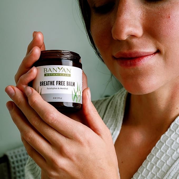 Banyan Botanicals Breathe Free Balm – 99% Organic, Natural Chest Rub with Eucalyptus & Menthol Crystals – for Respiratory Relief & Easy Breathing – 4 oz. – Non GMO Sustainably Sourced Vegetarian