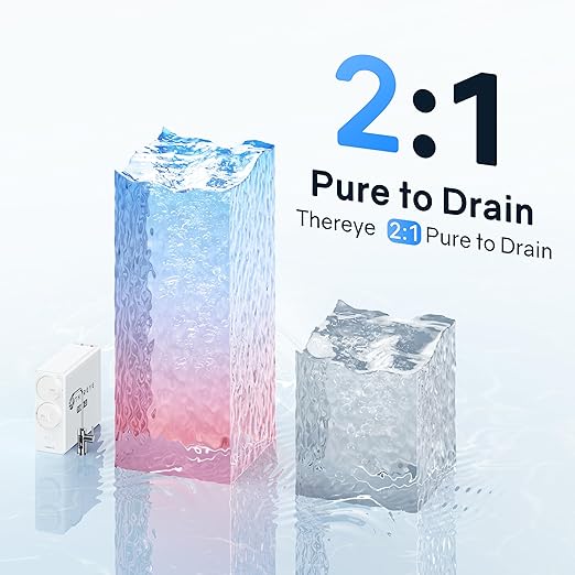 Thereye 8 Stage Reverse Osmosis System, 1000 GPD Tankless Reverse Osmosis Water Filter, Under Sink RO Water Filtration System, Reduce PFAS & TDS, Smart LED Faucet, 2:1 Pure to Drain, White