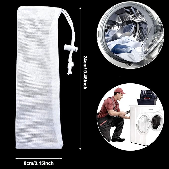 Lint Traps Catcher for Washing Machine Nylon Mesh Lint Traps for Home Laundry Washing Machine Drain Systems Discharge Hoses Filter, 9.4 x 3.1 Inch (24 Pieces)