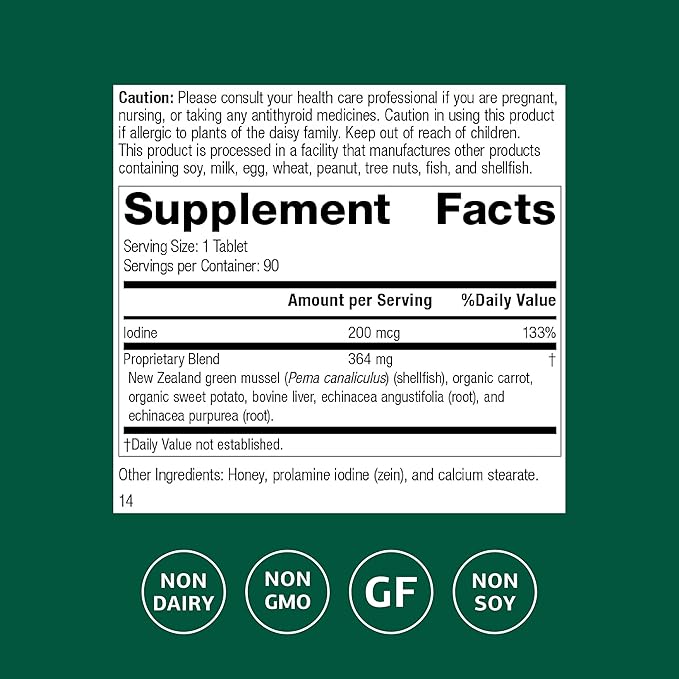 Standard Process Iodomere - Daily Supplement to Support Your Metabolism, Immune Function & Thyroid Hormone Production - Gluten-Free, Non-Dairy & Non-Soy - 90 Tablets (90 Servings)
