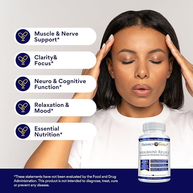 Research Verified Migraine Relief - Dual Action Supplement - Reduce Severity and Duration, Balance Hormones - with Ginger and Ginko Biloba- 60 Capsules - 60 Capsules - 1 Month Supply