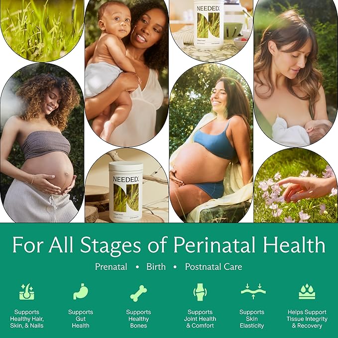 Needed. Prenatal Hydrolyzed Collagen Protein Powder – Expert-Backed & Clean Sourced | Supports Skin, Hair, Joints, and Tissue Recovery in Pregnancy | Grass-fed, Pasture-Raised, Hormone-Free | 1lb