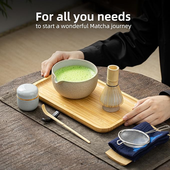 TEANAGOO Matcha Whisk Set,10 Pcs Matcha Set,Matcha Kit for Ceremony,Matcha Tea Set for Making Breakfast/Latte,Matcha Whisk Set and Bowl with All Accessories,Gift for Matcha Lover/Friend/Family
