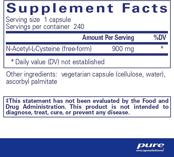 Pure Encapsulations NAC 900 mg - N-Acetyl Cysteine Amino Acid Supplement for Lung & Immune Support, Liver & Antioxidants* - 240 Capsules