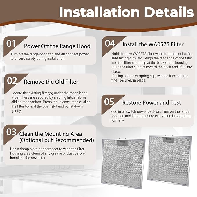 2PCS WA0575 Range Hood Filter 14.3"x13.46" Compatible with Vissani 30-inch Pyramid or Wall Mount Range Hood, 5-Layer Aluminum Mesh Filter