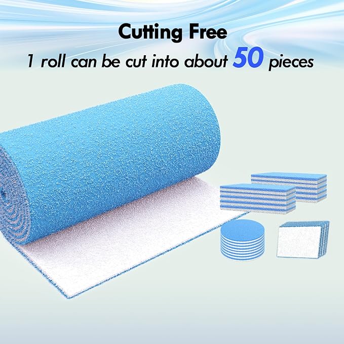 2PCS 12 x 140" Air Vent Filters, Cut-to-Size MERV 8 Filter Material, Triple Layer HVAC Furnace Vent Filters for Home, Floor, Ceiling, Grilles - Includes 48PCS Adhesive Hook Tape.