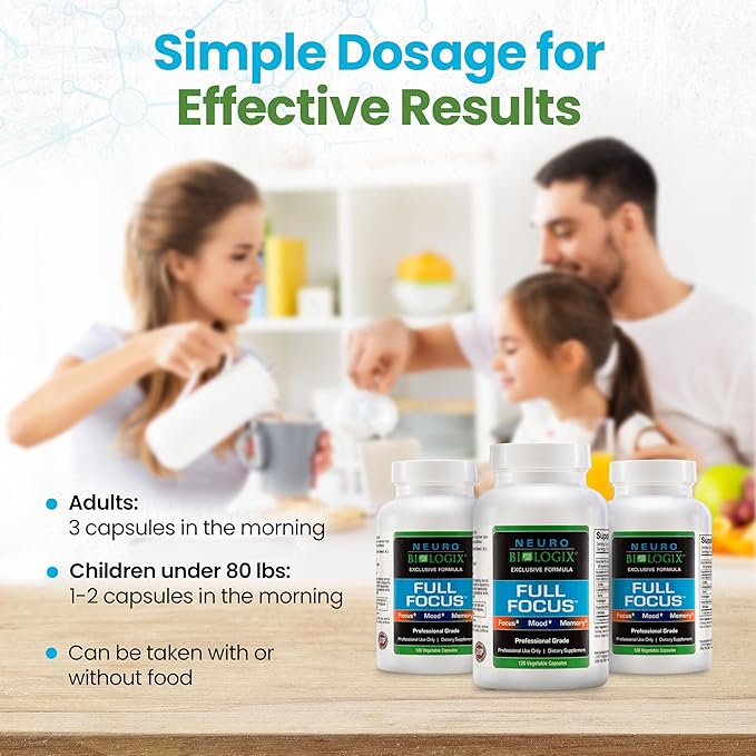 Full Focus™ 120 Capsules – Comprehensive Brain Supplement for Optimal Cognition, Brain Focus and Memory – Brain Support Supplement to Promote Enhanced Mood, Relaxation, Dopamine Balance and More