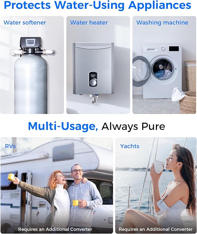 Waterdrop 2 Stage Whole House Water Filter System, with Carbon Filter and Sediment Filter, 5-Stage Filtration, Highly Reduce Chlorine, Taste, Odor, 5 Micron WD-WHF21-BG, 1" Inlet/Outlet