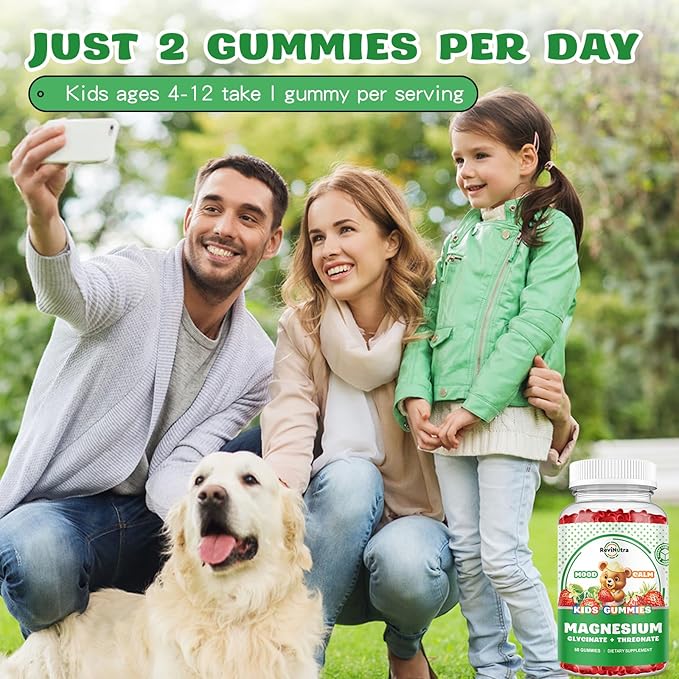 Magnesium Complex Gummies- Calm Chewable Gummies for Kids & Adults- Magnesium Glycinate Supplement-w/Omega-3, Vitamin B6, D3- Support Calm Stress Relief, Bones, Mood, 2 Pack