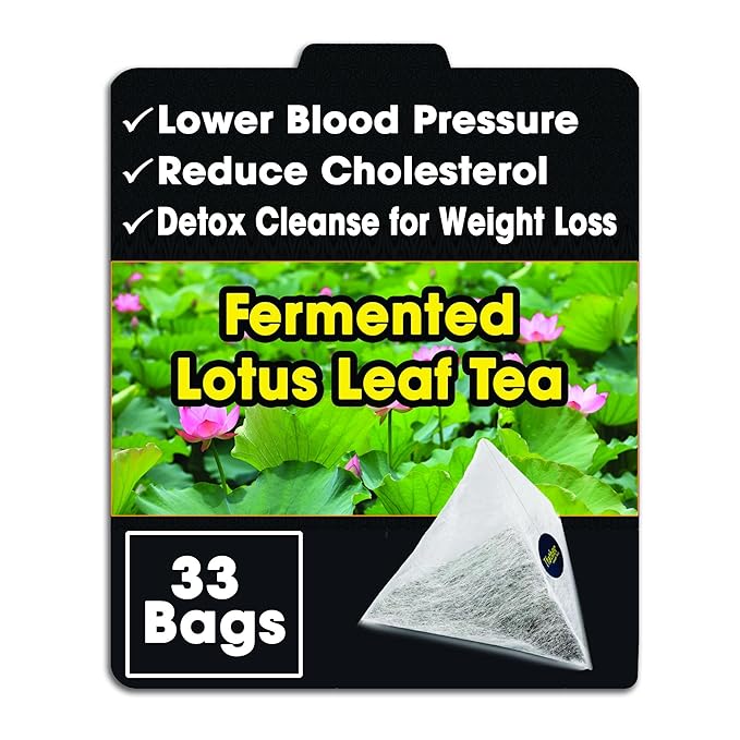 Fermented Lotus Leaf Tea Bags – Lower Blood Pressure, Reduce Cholesterol, Detox Cleanse – Flavor Balance of Nectar & Meatiness - Herbal Loose Leaf Tea