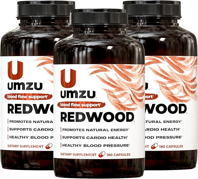 UMZU Redwood Nitric Oxide Booster, 3-Month Supply – Nitric Oxide Supplement with Vitamin C, Garlic & Horse Chestnut – Supports Healthy Circulation, Blood Flow, Energy, Stamina and Daily Vitality