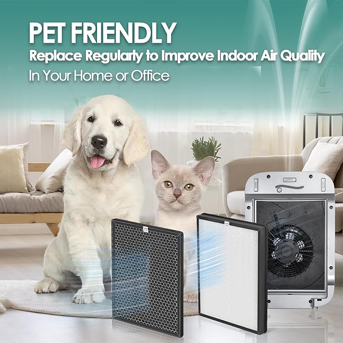 3-Set Alexapure Breeze Filter Replacement AP-B103 and AP-B104 Compatible with Alexapure Breeze Air Purifier AP-B102 and 3049, 3x True High-Efficiency Filter & and 3x Activated Carbon Filter AP-B104