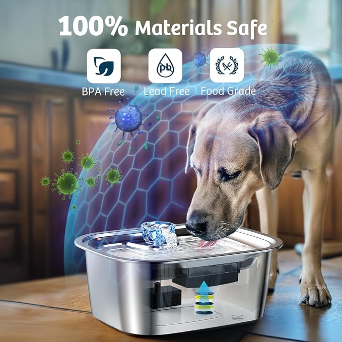 Replacement Filter for Lesotc Lage Dog Water Fountain, 4 Pack Water Filter for Stainless Steel Pet Fountain for Large Dogs- Vertical Filtration for D2223,D2322,D2341,D2419 Lasts Two Months