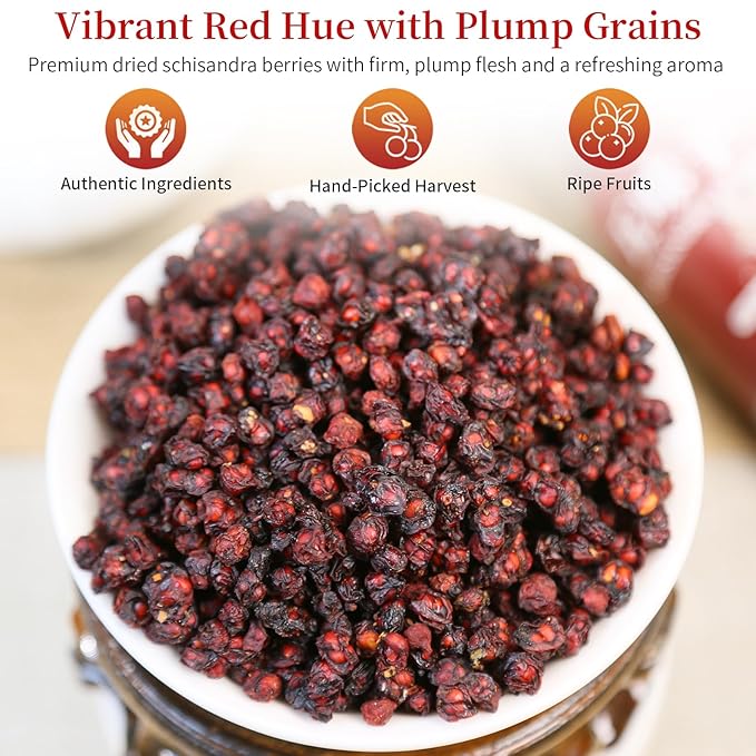 Wanhua Hall Schisandra Berry Dried Schisandra Chinensis 10.6oz/300g Schisandra Berry Tea Natural Wu Wei Zi Caffeine Free 五味子 五味子茶 北五味子