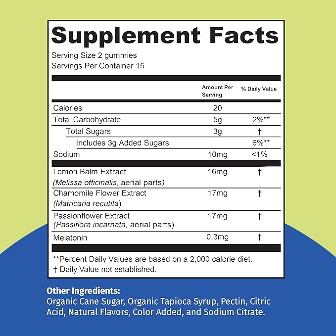 TEJA Sleep Support Gummies for Teens and Adults, 0.3mg Melatonin Chewable Gummy, Melatonin Chewable, 30 Gummies