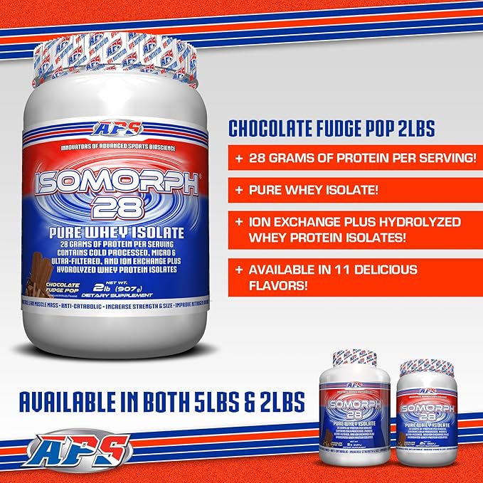 APS Nutrition Isomorph 28 Protein Powder | Pure Whey Isolate | Cold Pressed, Ultra- Filtered, & Ion Exchange Isolates | 28g Protein | 2 Pound (Chocolate Fudge Pop)