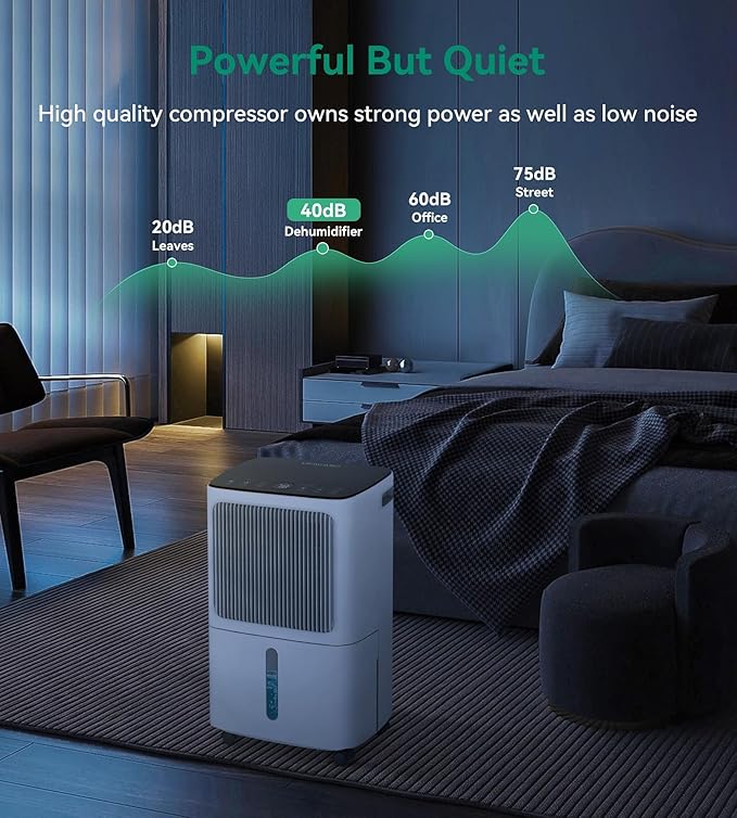 2500 Sq.Ft Dehumidifiers for Home with Drain Hose Max 34 Pints, VEAGASO Dehumidifier for Basement, Large Room, Bathroom, Bedroom, Three Modes, Intelligent Humidity Control, Dry Clothes, 24HR Timer