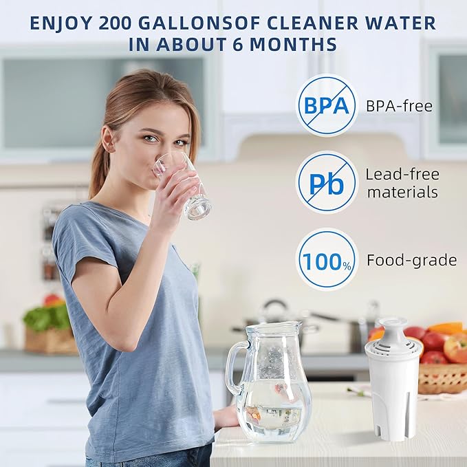6-Pack Replacement Filter for Brita Pitcher and Dispensers,Water Filters Compatible for Britta OB03, Classic 35557, Mavea 107007, Everyday, Marina, Grand, Lake and More - APPLIANCEMATES