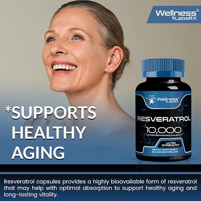 Resveratrol 120 Capsules, Resveratrol Supplement, Resveratrol 1000mg Polygonum Root, Trans Resveratrol for Healthy Aging, Heart, Brain Health Support - Vegan, Keto